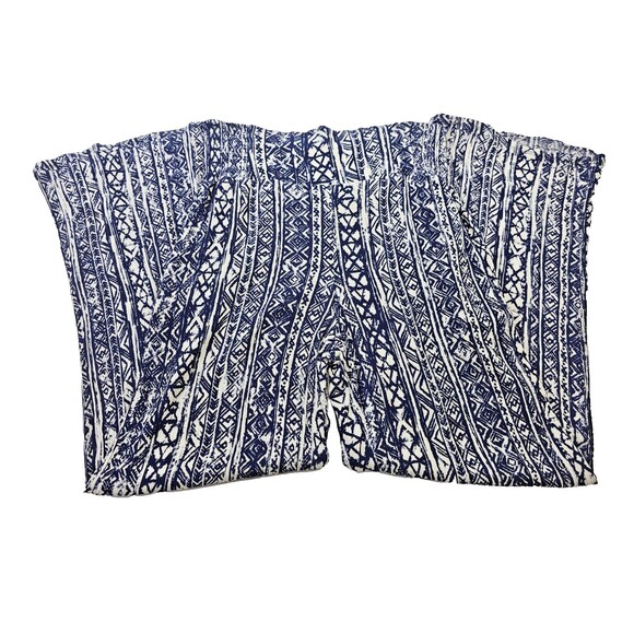 ALK Women's L Three Dots Aztec Pull On Palazzo High Waist Wide Leg Pants Blue - Picture 2 of 8